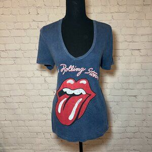 Rolling stones v neck washed t-shirt
